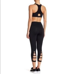 NWOT Zella Black Cut Out Crop High Waist Sm Black